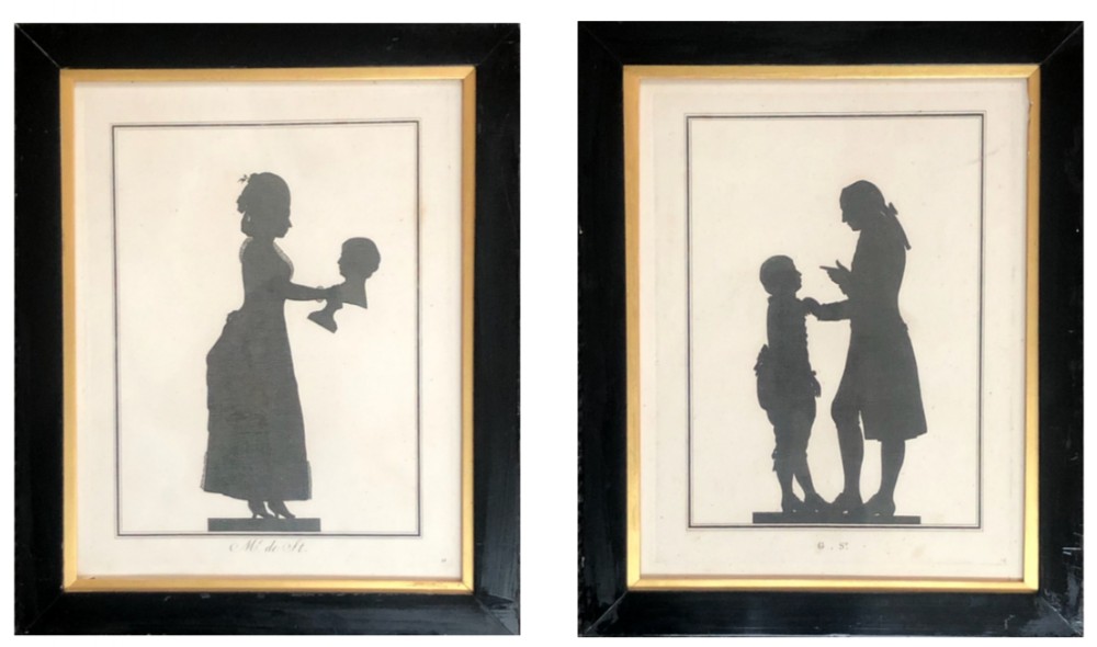 Fritz von Stein 2 x RARE 1780 Engravings after Johann Friedrich Anthing Silhouettes of a lady Charlotte von Stein and Johann Wolfgang Goethe