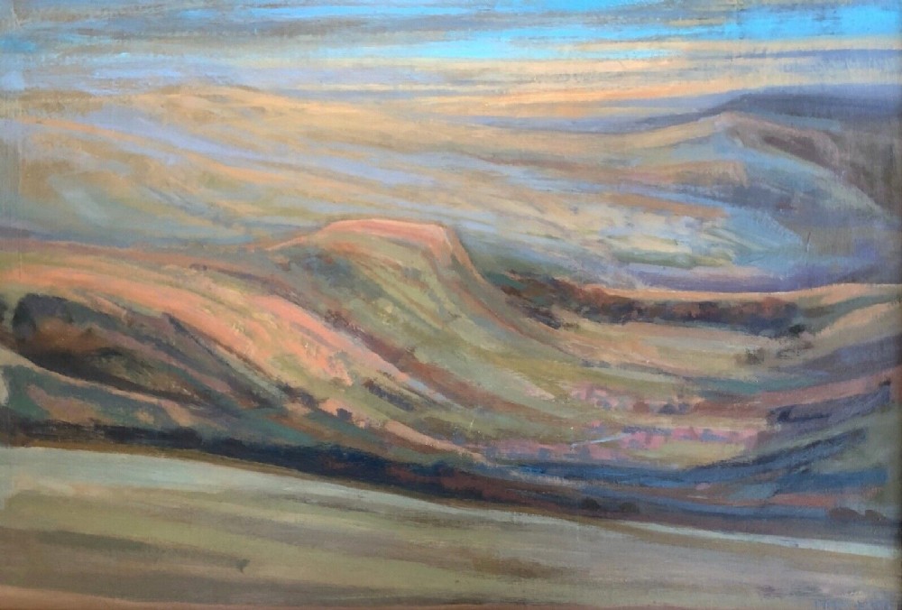 Mary Lord Signed Original mid 20th Century Oil Painting on Board 'July Valley' Framed Yorkshire Landscape