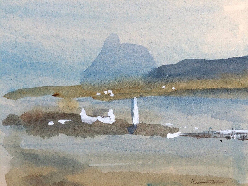 Kenneth Holmes Signed Mid 20th Century Vintage Watercolour Painting Corpach Ben Nevis Scotland Scottish Highland Landscape
