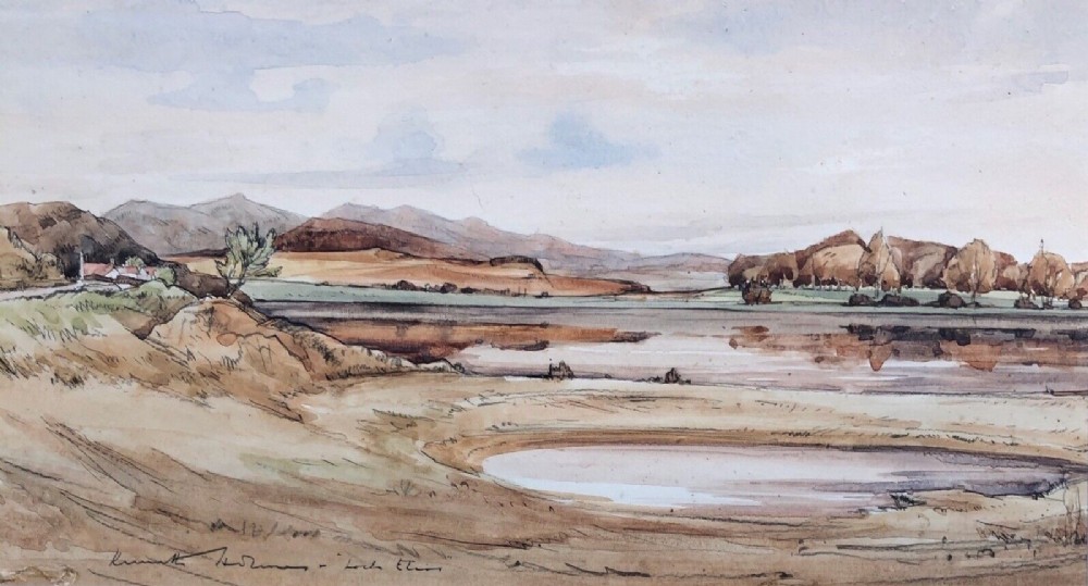 Kenneth Holmes Signed Original mid 20th Century Watercolour Painting Loch Etive Scotland, Scottish Highland Landscape