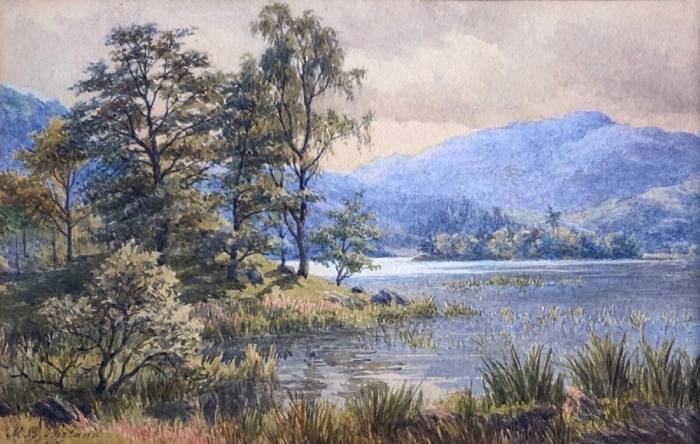 Mary B Bigland Signed Original 19th Century Antique Watercolour Painting of Coniston, Cumbria English Lake District