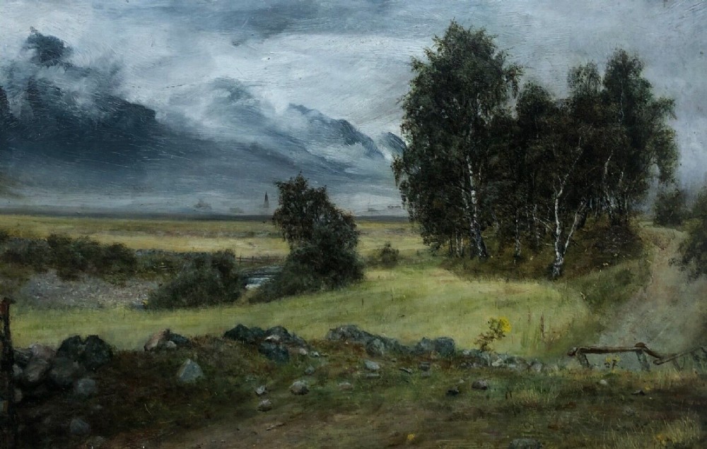George Sherwood Hunter Original 19th Century Antique Oil Painting on Board Ballater Lowlands Scotland Scottish Landscape