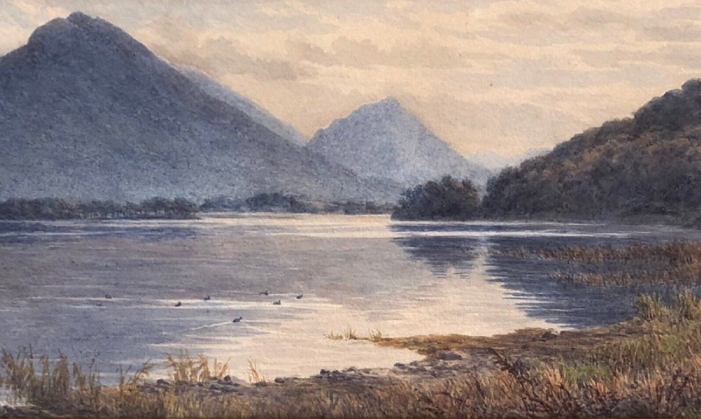 Mary Backhouse Bigland Original Late 19th Century Antique Watercolour Painting of Skiddaw, Cumbria English Lake District Landscape