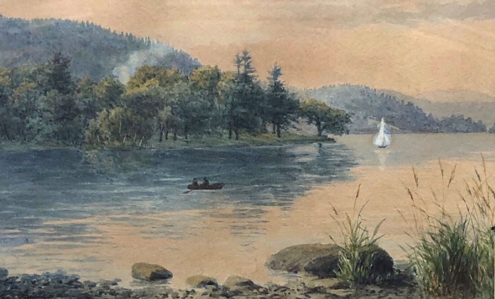 Mary Backhouse Bigland Original Signed Late 19th Century Antique Watercolour Painting Coniston in Cumbria English Lake District Landscape
