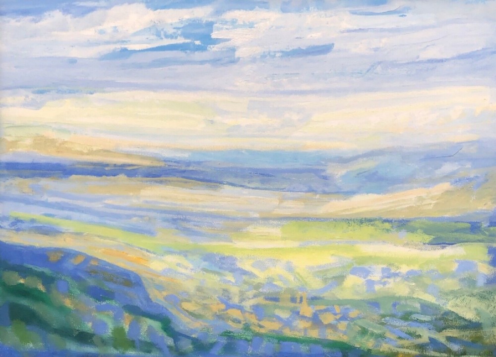 Mary Lord Signed Original Mid 20th Century Oil Painting on Board Titled 'Peaceful Day' Yorkshire Moors English Landscape