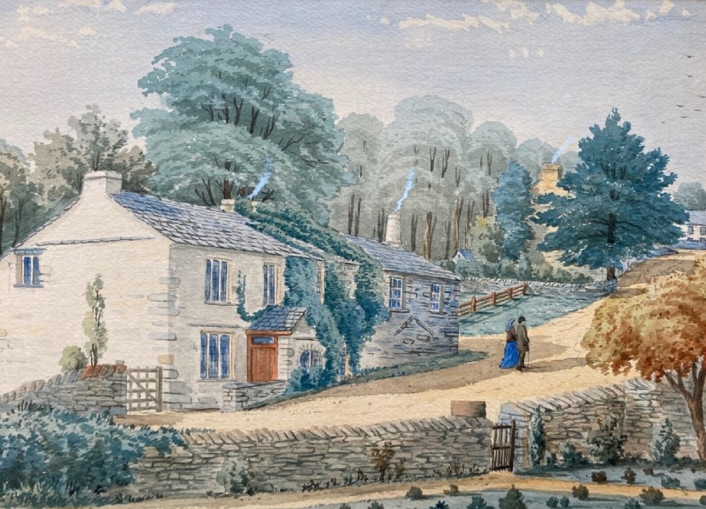 WT Longmire 1867 Signed Original 19th Century Antique Watercolour Painting Millbeck (Mylnbeck) Stock Near Bowness on Windermere Cumbria Landscape English Lake District.