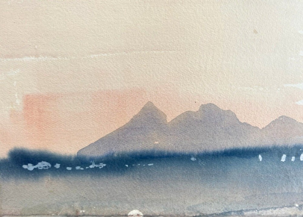 Kenneth Holmes Original mid 20th Century Watercolour Painting Scotland Loch & Mountain Scene Scottish Landscape