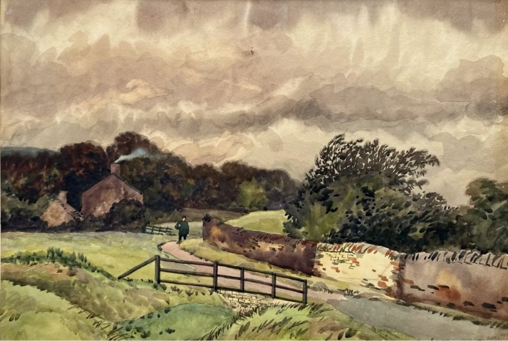 Fred Cecil Jones Signed Early 20th Century Watercolour Painting near Allerton Yorkshire Landscape