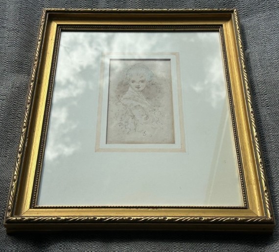 Attributed to Sir Joshua Reynolds Original mid 18th Century Antique Signed Watercolour Wash Sketch Painting Portrait of a Young Lady View XI