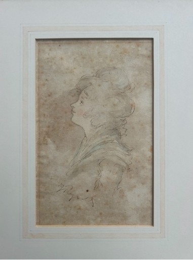 Attributed Sir Joshua Reynolds Original 18th Century Antique signed Watercolour Wash Sketch Painting Profile Portrait of a Lady View VI