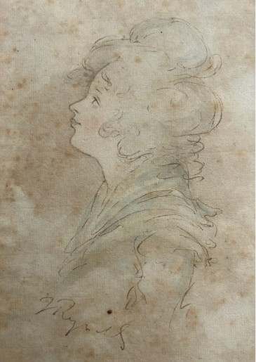 Attributed Sir Joshua Reynolds Original 18th Century Antique signed Watercolour Wash Sketch Painting Profile Portrait of a Lady View VII