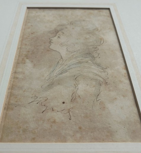 Attributed Sir Joshua Reynolds Original 18th Century Antique signed Watercolour Wash Sketch Painting Profile Portrait of a Lady View X