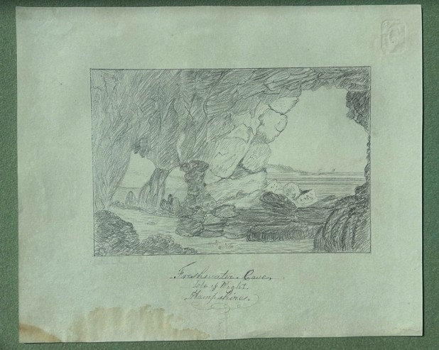 Eighteen antique early nineteenth-century monochrome graphite pencil drawings on paper, depicting architectural scenes, country estates, and church ruins. View XIV