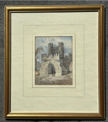 William James Boddy Original late 19th Century Antique Watercolour Painting Walmgate Bar in York British Historical Cityscape View II
