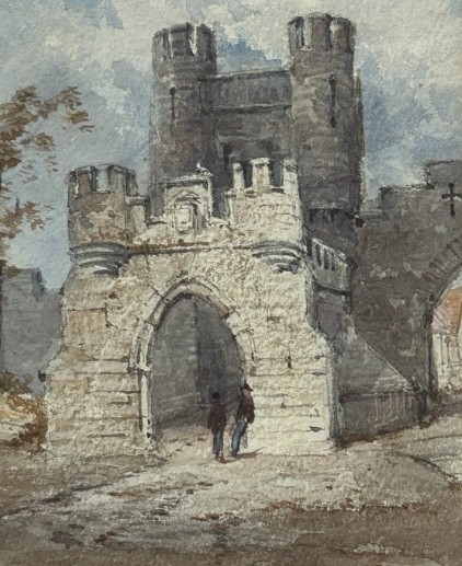 William James Boddy Original late 19th Century Antique Watercolour Painting Walmgate Bar in York British Historical Cityscape View III