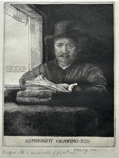 James R G Exley 1904 Signed Original Etching Engraving After Rembrandt – Pupil of Frank Short RCA