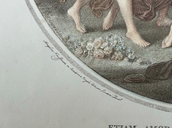 Original 1888 Victorian Antique Engraving Colour Print Angelica Kauffman Three Graces View IV