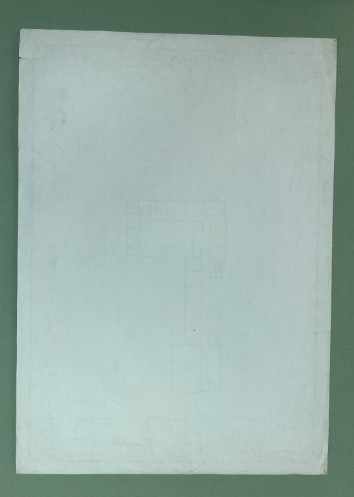 An original 1932 architectural floor plan drawing on cream paper depicting the layout and grounds for a young mens club. View VI