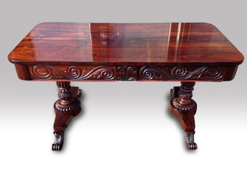william iv rosewood library table - CATEGORY: ANTIQUE TABLES - DATED VICTORIAN