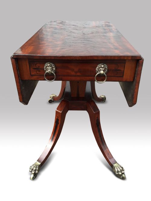 a fine regency mahogany and ebony inlaid drop leaf sofa table - CATEGORY: ANTIQUE TABLES - DATED 1800