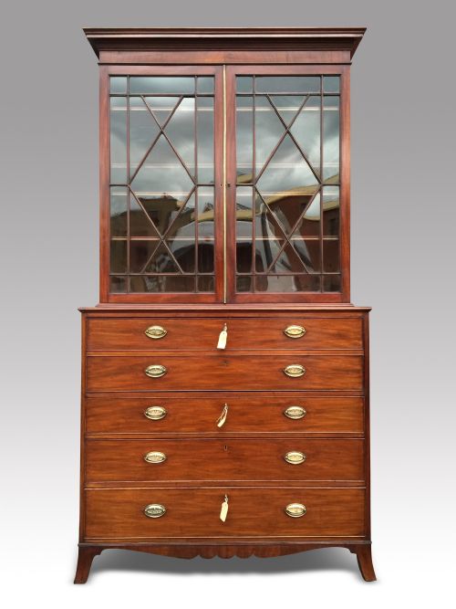 a fine george iii mahogany secretaire bookcase - CATEGORY: ANTIQUE BUREAU - DATED 1800