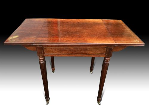 SUPERB QUALITY REGENCY ROSEWOOD BRASS INLAID DROPLEAF TABLE - ADDITIONAL PHOTO 1