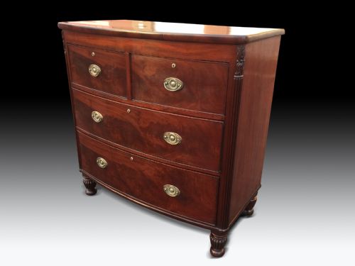 REGENCY MAHOGANY BOWFRONT CHEST OF DRAWERS - ADDITIONAL PHOTO 1