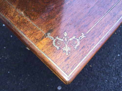 SUPERB QUALITY REGENCY ROSEWOOD BRASS INLAID DROPLEAF TABLE - ADDITIONAL PHOTO 2