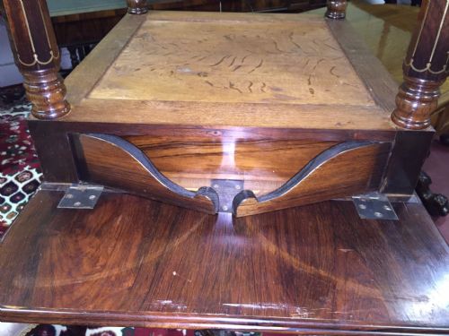 SUPERB QUALITY REGENCY ROSEWOOD BRASS INLAID DROPLEAF TABLE - ADDITIONAL PHOTO 5