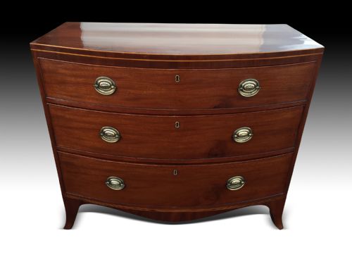 george iii mahogany bowfront chest of drawers - CATEGORY: ANTIQUE CHEST OF DRAWERS - DATED 1800