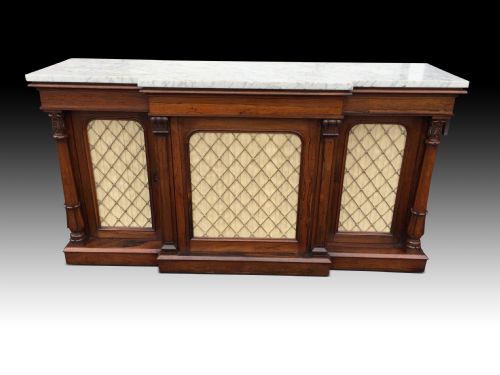 superb quality william iv rosewood breakfront side cabinet in the manner of gillows - CATEGORY: ANTIQUE SIDEBOARDS - DATED REGENCY