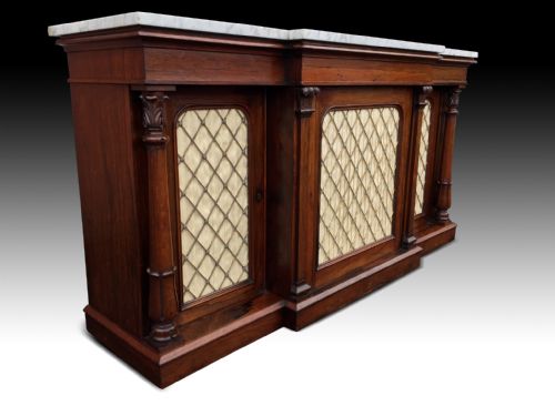 SUPERB QUALITY WILLIAM IV ROSEWOOD BREAKFRONT SIDE CABINET IN THE MANNER OF GILLOWS - ADDITIONAL PHOTO 1