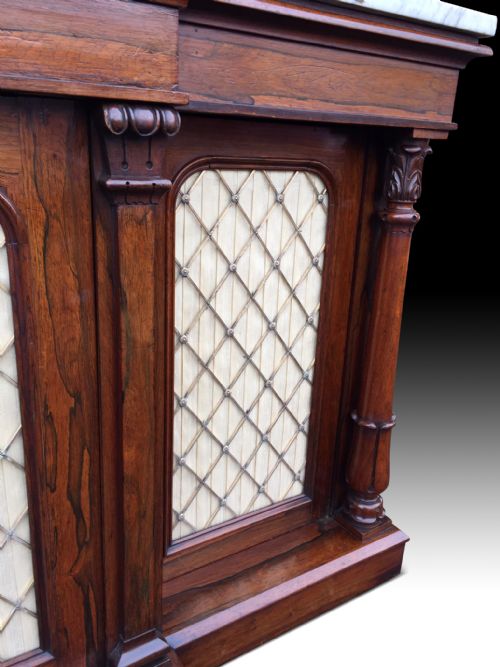 SUPERB QUALITY WILLIAM IV ROSEWOOD BREAKFRONT SIDE CABINET IN THE MANNER OF GILLOWS - ADDITIONAL PHOTO 4