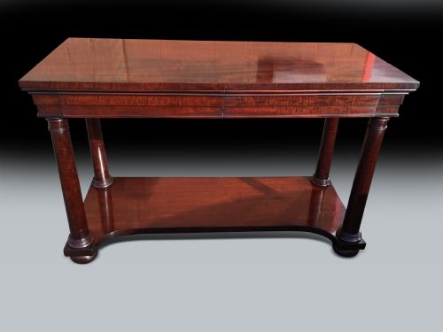 A FINE WILLIAM IV PLUM PUDDING MAHOGANY CONSOLE TABLE - ADDITIONAL PHOTO 2