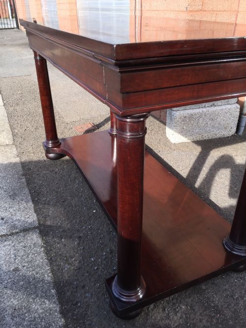 A FINE WILLIAM IV PLUM PUDDING MAHOGANY CONSOLE TABLE - ADDITIONAL PHOTO 4