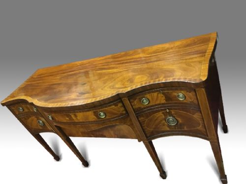 A SUPERB GEORGE III SHERATON STYLE SERPENTINE MAHOGANY AND INLAID SIDEBOARD - ADDITIONAL PHOTO 4