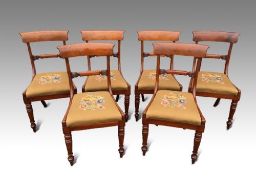 fine 6 of six william iv mahogany dining chairs - CATEGORY: ANTIQUE CHAIRS - DATED REGENCY