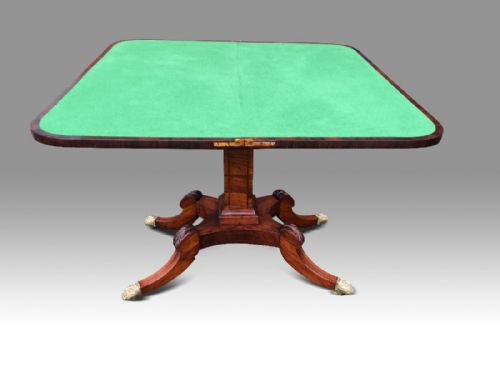 SUPERB REGENCY ROSEWOOD SATINWOOD INLAID CARD TABLE - ADDITIONAL PHOTO 2