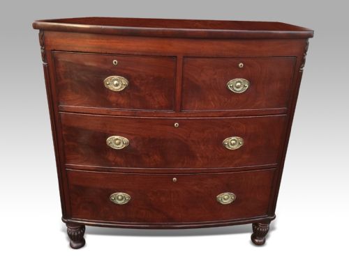 REGENCY MAHOGANY BOWFRONT CHEST OF DRAWERS - ADDITIONAL PHOTO 3