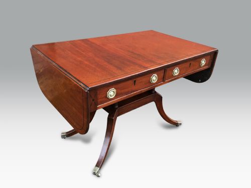 A FINE REGENCY MAHOGANY EBONY INLAID SOFA TABLE - ADDITIONAL PHOTO 3