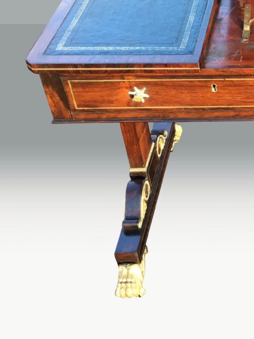 SUPERB IMPORTANT REGENCY ROSEWOOD BRASS INLAID LIBRARY READING TABLE WITH ORMOLU MOUNTS ATTRIBUTED TO GILLOWS - ADDITIONAL PHOTO 9