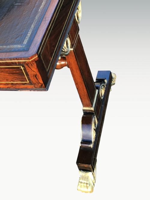 SUPERB IMPORTANT REGENCY ROSEWOOD BRASS INLAID LIBRARY READING TABLE WITH ORMOLU MOUNTS ATTRIBUTED TO GILLOWS - ADDITIONAL PHOTO 12