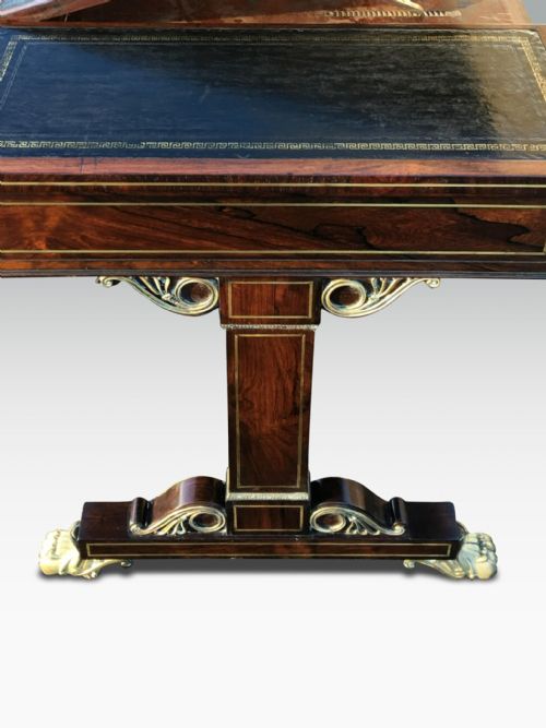 SUPERB IMPORTANT REGENCY ROSEWOOD BRASS INLAID LIBRARY READING TABLE WITH ORMOLU MOUNTS ATTRIBUTED TO GILLOWS - ADDITIONAL PHOTO 1