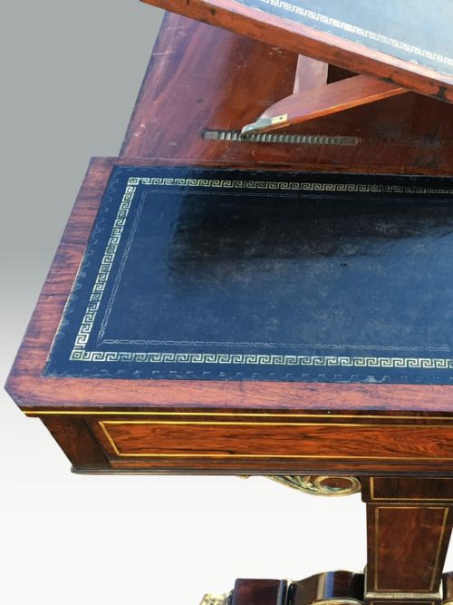 SUPERB IMPORTANT REGENCY ROSEWOOD BRASS INLAID LIBRARY READING TABLE WITH ORMOLU MOUNTS ATTRIBUTED TO GILLOWS - ADDITIONAL PHOTO 14