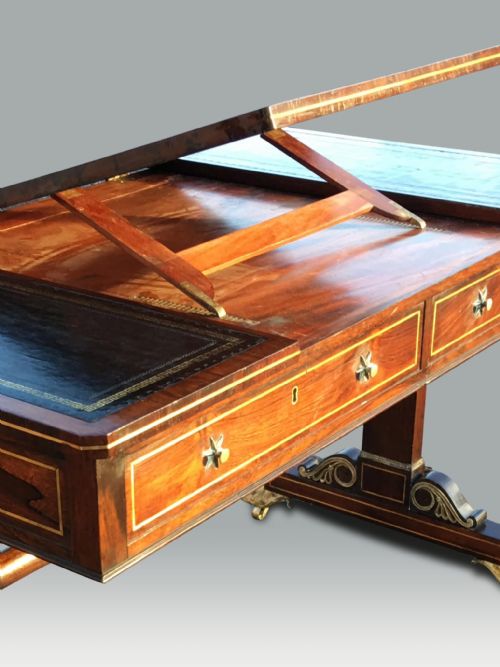 SUPERB IMPORTANT REGENCY ROSEWOOD BRASS INLAID LIBRARY READING TABLE WITH ORMOLU MOUNTS ATTRIBUTED TO GILLOWS - ADDITIONAL PHOTO 15