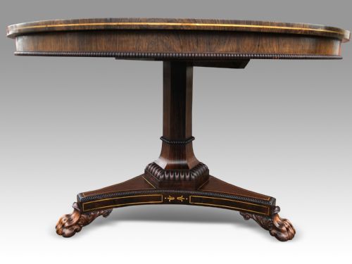 A SUPERB REGENCY ROSEWOOD BRASS INLAID CENTRE TABLE ATTRIBUTED TO GILLOWS OF LANCASTER - ADDITIONAL PHOTO 3