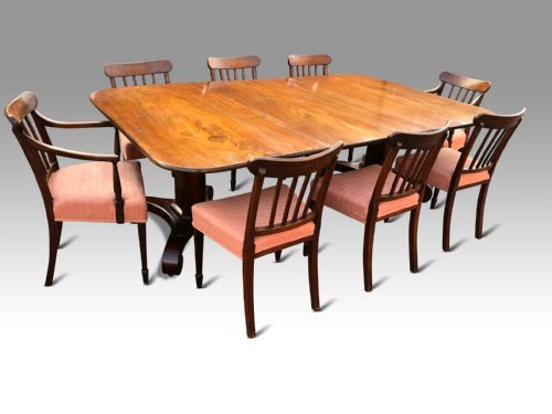 A FINE REGENCY MAHOGANY TWIN PEDESTAL DINING TABLE - ADDITIONAL PHOTO 2