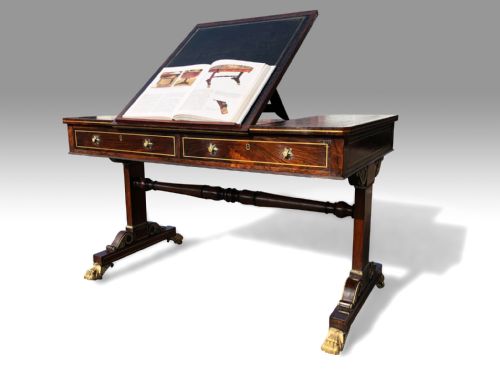 SUPERB IMPORTANT REGENCY ROSEWOOD BRASS INLAID LIBRARY READING TABLE WITH ORMOLU MOUNTS ATTRIBUTED TO GILLOWS - ADDITIONAL PHOTO 2