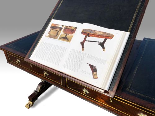 SUPERB IMPORTANT REGENCY ROSEWOOD BRASS INLAID LIBRARY READING TABLE WITH ORMOLU MOUNTS ATTRIBUTED TO GILLOWS - ADDITIONAL PHOTO 3