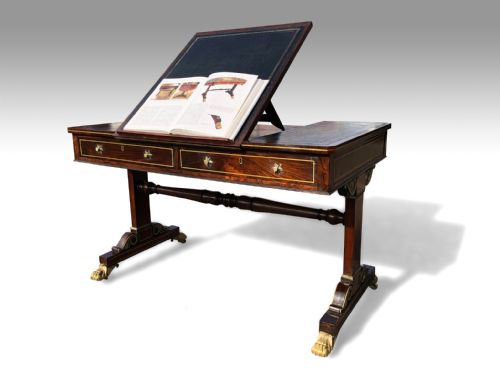 SUPERB IMPORTANT REGENCY ROSEWOOD BRASS INLAID LIBRARY READING TABLE WITH ORMOLU MOUNTS ATTRIBUTED TO GILLOWS - ADDITIONAL PHOTO 4